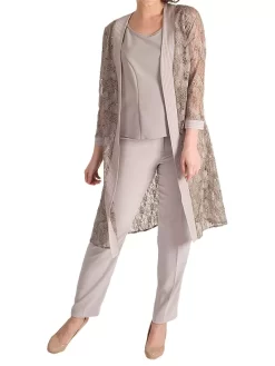 Chesca Embroidered Lace Coat, Mink -Sports And Leisure Equipment Store 003198574alt2