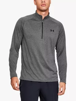 Under Armour Tech 2.0 1/2 Zip Long Sleeve Gym Top, Grey