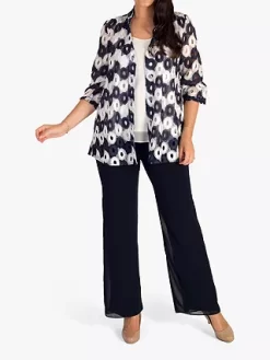 Chesca Gupiere Lace Circle Jacket, Ivory/Navy -Sports And Leisure Equipment Store 004923678alt4