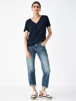 Hush Cotton Cali Slub V-Neck T-Shirt, Midnight -Sports And Leisure Equipment Store 005321994