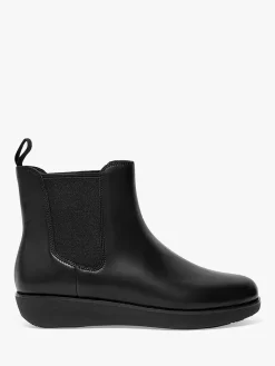 FitFlop Sumi Leather Chelsea Boots, All Black