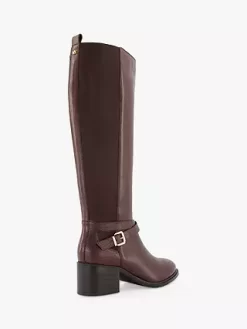Dune Wide Fit Tildings Leather Buckle Detail Knee High Boots, Brown -Sports And Leisure Equipment Store 005772498alt4