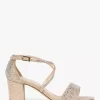 Paradox London Ines Glitter Mid Block Heel Ankle Strap Sandals, Champagne 1 Paradox London Ines Glitter Mid Block Heel Ankle Strap Sandals, Champagne -Sports And Leisure Equipment Store 005928299
