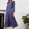 Baukjen Cece Floral Print Midi Dress, Blue Vine -Sports And Leisure Equipment Store 006030327