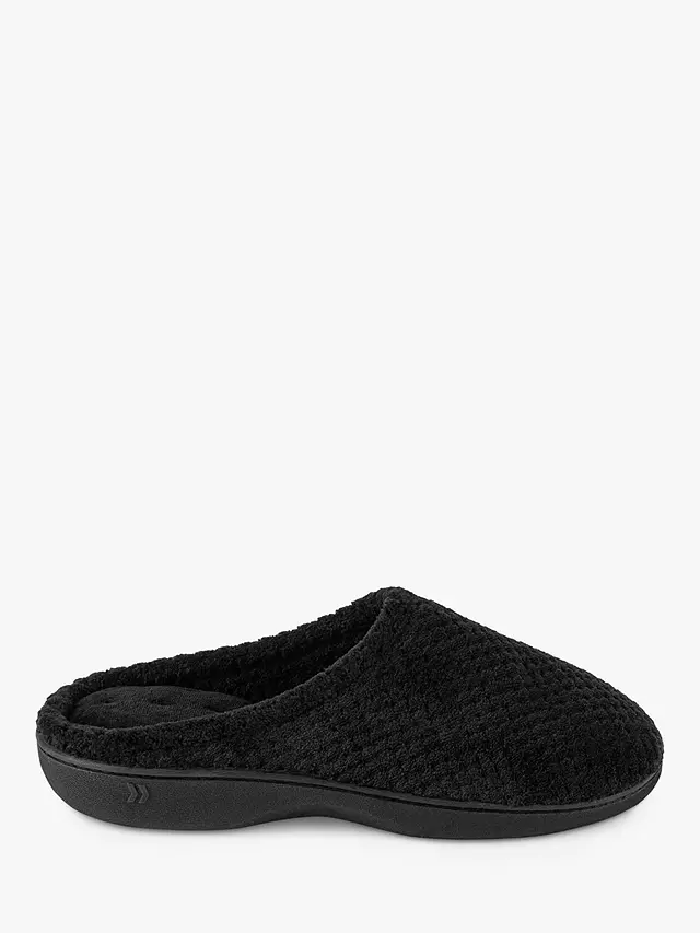 Totes Popcorn Terry Mule Slippers, Black 3 Totes Popcorn Terry Mule Slippers, Black