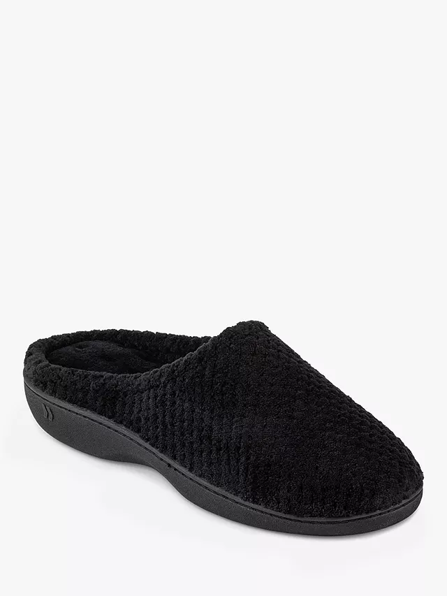 Totes Popcorn Terry Mule Slippers, Black 4 Totes Popcorn Terry Mule Slippers, Black - Image 2