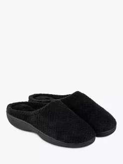 Totes Popcorn Terry Mule Slippers, Black 12 Totes Popcorn Terry Mule Slippers, Black -Sports And Leisure Equipment Store 006057616alt4
