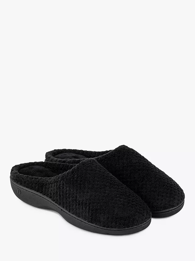 Totes Popcorn Terry Mule Slippers, Black 7 Totes Popcorn Terry Mule Slippers, Black - Image 5