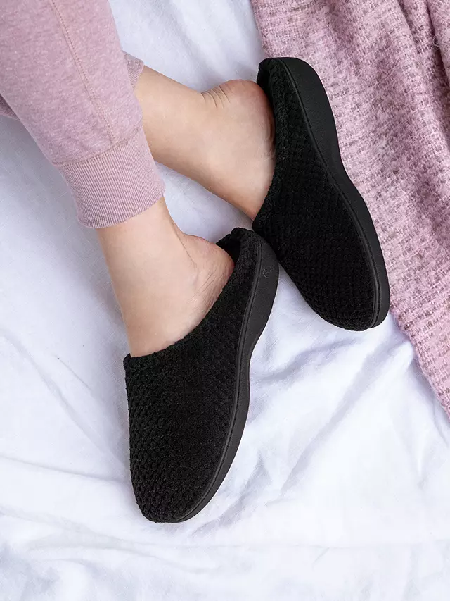 Totes Popcorn Terry Mule Slippers, Black 8 Totes Popcorn Terry Mule Slippers, Black - Image 6