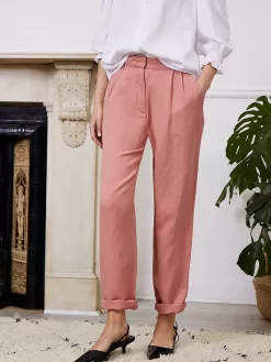 Baukjen Linen Blend Shailene Chinos, Pale Rosewood