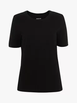 Whistles Rosa Double Trim Cotton T-Shirt, Black -Sports And Leisure Equipment Store 006161096alt5