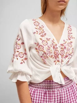 French Connection Gigi Embroidered Blouse, Summer White