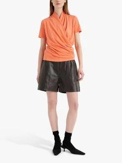 InWear Alano Short Sleeve Wrap Blouse, Summer Sorbet