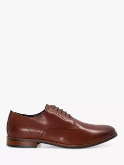 Dune Suffolks Wide Fit Leather Gibson Shoes, Tan