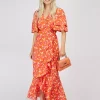 Little Mistress By Vogue Williams Maxi Floral Wrap Dress, Red/Pink -Sports And Leisure Equipment Store 006222620alt4