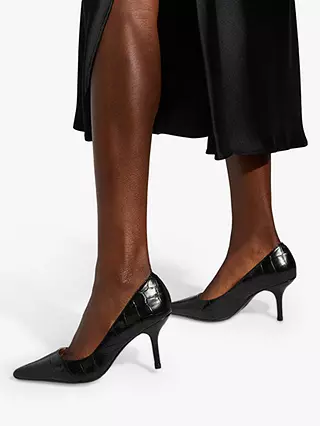 Dune Bold Leather Stiletto Heel Court Shoes, Black 7 Dune Bold Leather Stiletto Heel Court Shoes, Black - Image 5