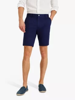 SPOKE Sharps Cotton Blend Narrow Thigh Shorts, Navy