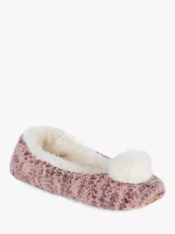 Totes Fluffy Knit Ballet Slippers, Berry -Sports And Leisure Equipment Store 006264460alt2
