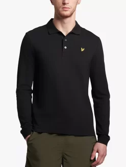 Lyle & Scott Long Sleeve Polo Shirt, Z865 Jet Black
