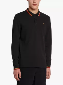 Farah Freddie Long Sleeve Polo Top, 010 Black