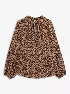 AND/OR Drawin Ikat Animal Print Blouse, Brown/Multi -Sports And Leisure Equipment Store 006307241alt3