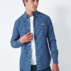Crew Clothing Small Scale Check Slim Fit Shirt, Bright Blue -Sports And Leisure Equipment Store 006321710