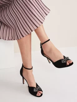 Phase Eight Velvet Jewel Front Stiletto Sandals, Black -Sports And Leisure Equipment Store 006331272alt7