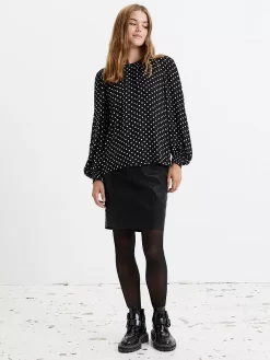 Lollys Laundry Monida Polka Dot Print Blouse, Black/White