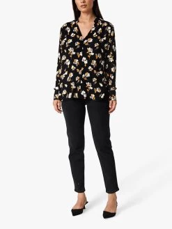 Soaked In Luxury Zaya Floral Blouse, Black Feather Flower