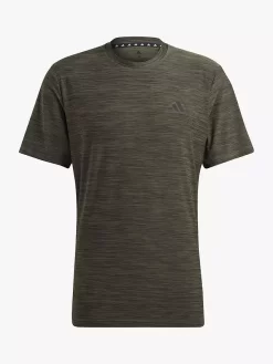 Adidas Train Essentials Stretch Recycled Gym Top, Olive Strata/Black