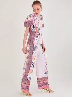 Monsoon Phedra Floral Trousers, Blush