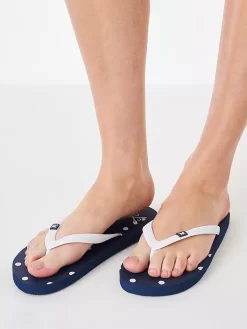 Crew Clothing Polka Dot Flip Flops, Navy