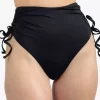 We Are We Wear Sibelle Tie Side High Waist Brazilian Bikini Bottoms, Black -Sports And Leisure Equipment Store 006379725