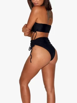 We Are We Wear Sibelle Tie Side High Waist Brazilian Bikini Bottoms, Black -Sports And Leisure Equipment Store 006379725alt3