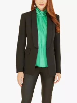 Yumi Tailored One Button Blazer, Black