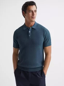 Reiss Bennie Polo Shirt, Airforce Blue