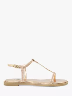 Dune Narrate Crystal Flat Sandals, Rose Gold