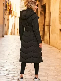 Sosandar Longline Padded Coat With Removable Hood, Black -Sports And Leisure Equipment Store 006401714alt2