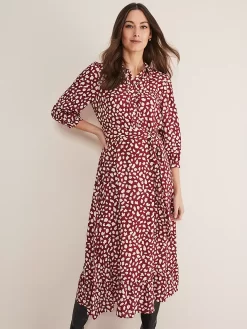 Phase Eight Este Spot Midi Dress, Red/White -Sports And Leisure Equipment Store 006406957alt2