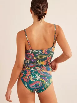 Boden Twist Support Tankini Top, Emerald/Paisley -Sports And Leisure Equipment Store 006408132alt2