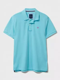 Crew Clothing Ocean Organic Cotton Pique Short Sleeve Polo Top, Bright Blue -Sports And Leisure Equipment Store 006414587alt3