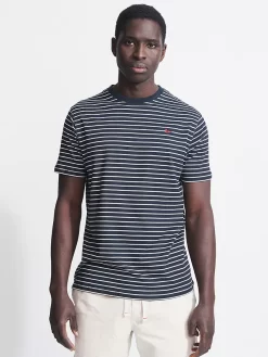 Aubin Barrow Stripe T-Shirt, Navy