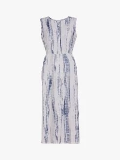 Celtic & Co. Tie Dye Linen Midi Dress, White/Blue -Sports And Leisure Equipment Store 006418152alt2
