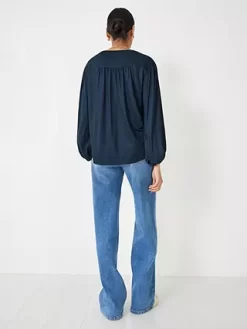 Hush Jill Button Neck Top, Midnight Navy -Sports And Leisure Equipment Store 006421011alt4