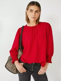 Hush Rosan Shirred Top, Red