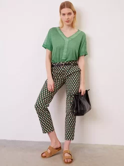 Gerard Darel Eliess Geometric Print Trousers, Green