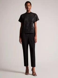 Ted Baker Maralo Relaxed Lace T-Shirt, Black -Sports And Leisure Equipment Store 006428142alt2