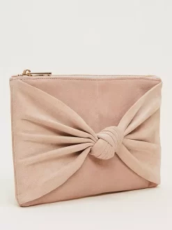 Phase Eight Suede Knot Front Suede Clutch, Latte -Sports And Leisure Equipment Store 006428211alt1