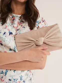 Phase Eight Suede Knot Front Suede Clutch, Latte -Sports And Leisure Equipment Store 006428211alt6