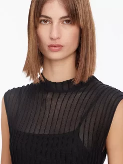 Calvin Klein Ottoman Sheer Pleated Maxi Dress, Black -Sports And Leisure Equipment Store 006428614alt3